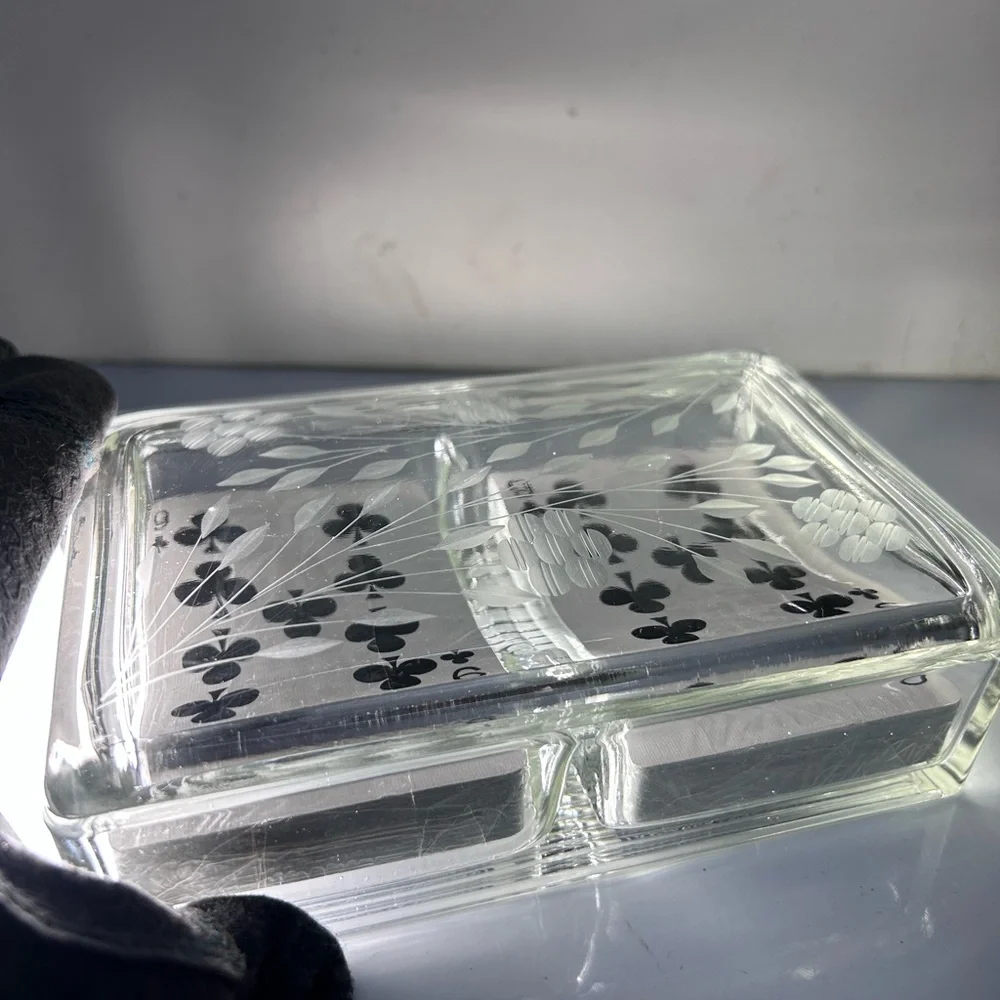 Vintage etched Crystal card holder